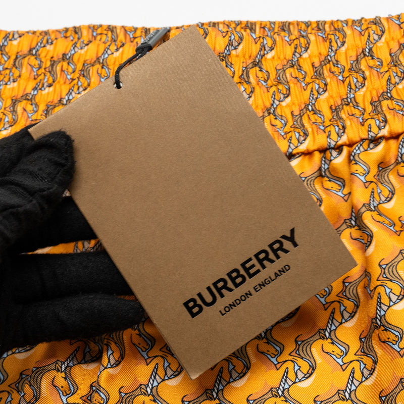 Burberry SIze 36 Unicorn Print Shorts Silk Orange /Multicolour