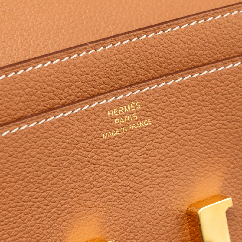 Hermes Constance to Go Evercolor Gold GHW Stamp W
