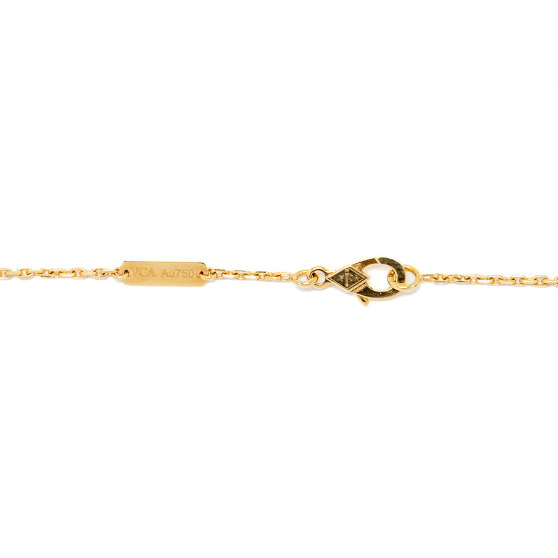 Van Cleef & Arpels 2019 Holiday Limited Vintage Alhambra Pendant Yellow Gold/Blue Porcelain,Diamond