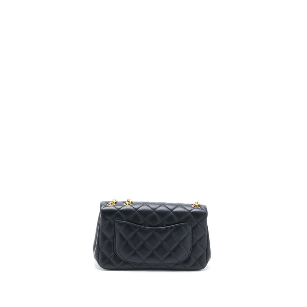 Chanel 23S Camellia Chain Mini Rectangular Lambskin Black Brushed GHW (Microchip)