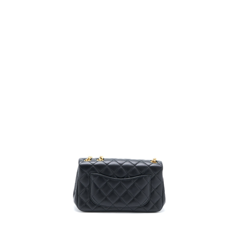 Chanel 23S Camellia Chain Mini Rectangular Lambskin Black Brushed GHW (Microchip)