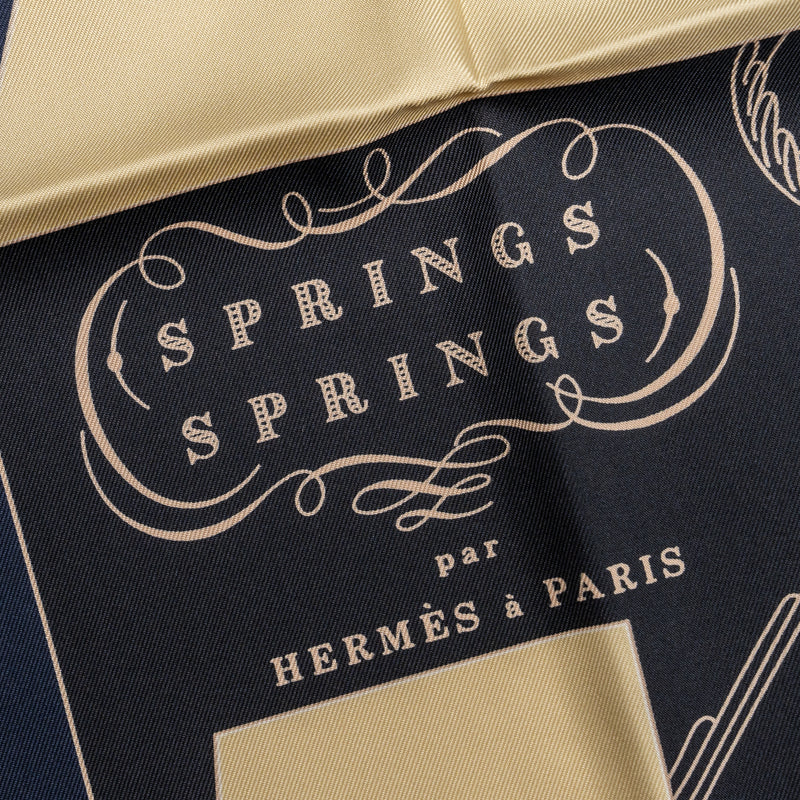 Hermes 90CM silk scarf springs springs multicolour black / navy/ white / beige