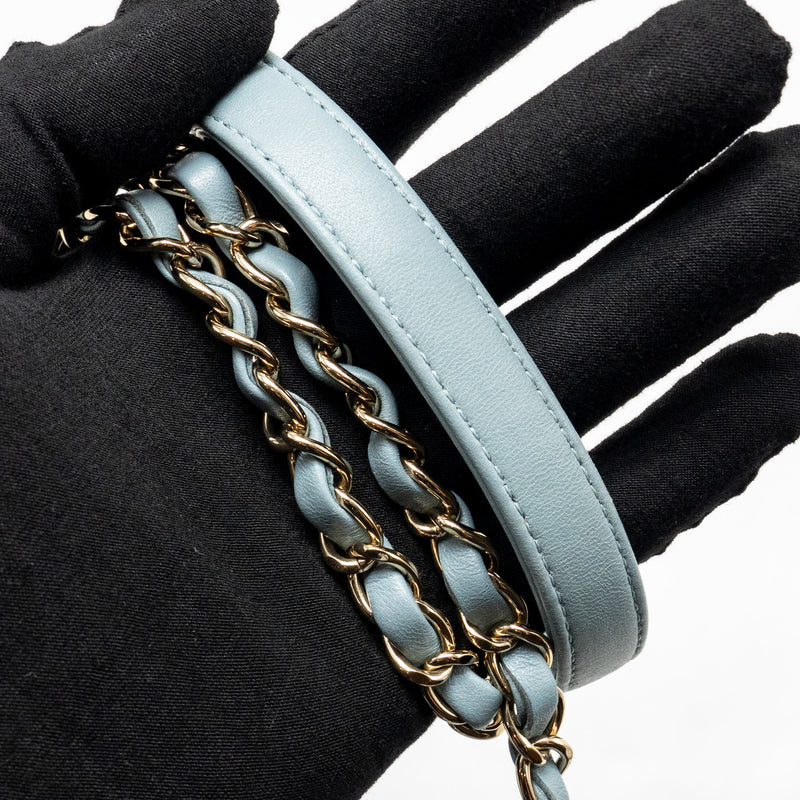 Chanel Top Handle Trendy CC Flap Bag Chevron Lambskin Blue LGHW