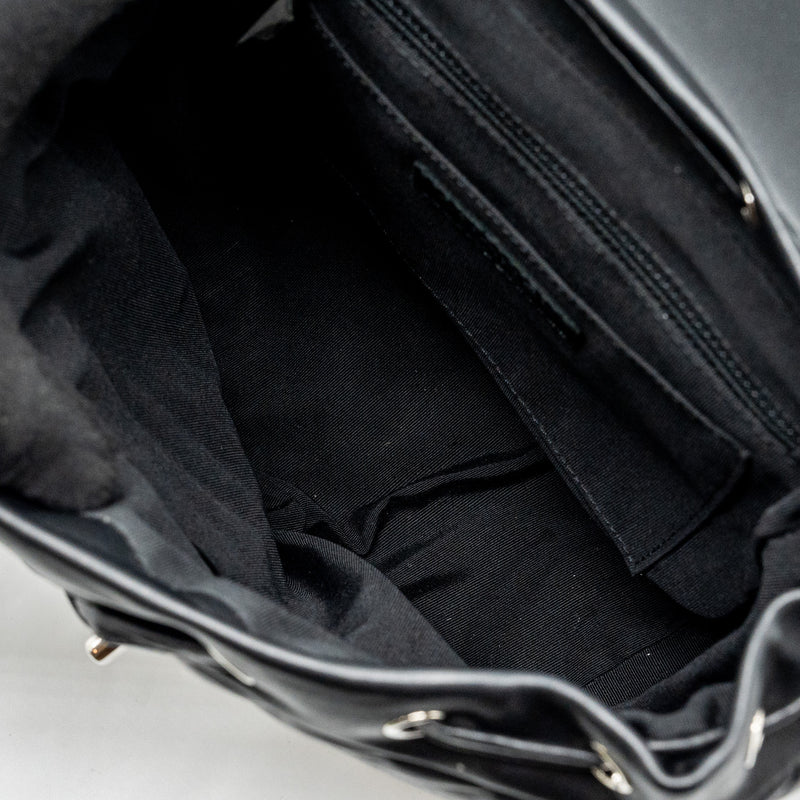 chanel leather backpack replica Chanel Small Urban Spirit Backpack Chevron Calfskin Black SHW