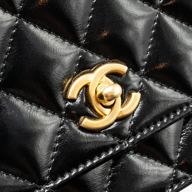 Chanel 24A Wallet On Chain Shiny Calfskin Black GHW