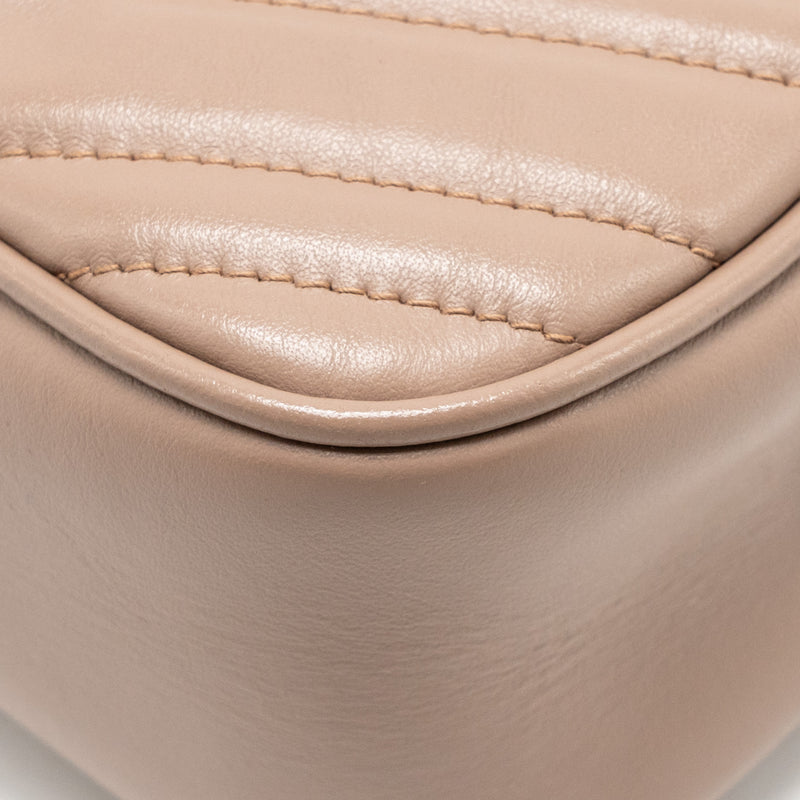 Gucci Small GG Marmont Camera Bag Matelasse Chevron Leather Pink GHW