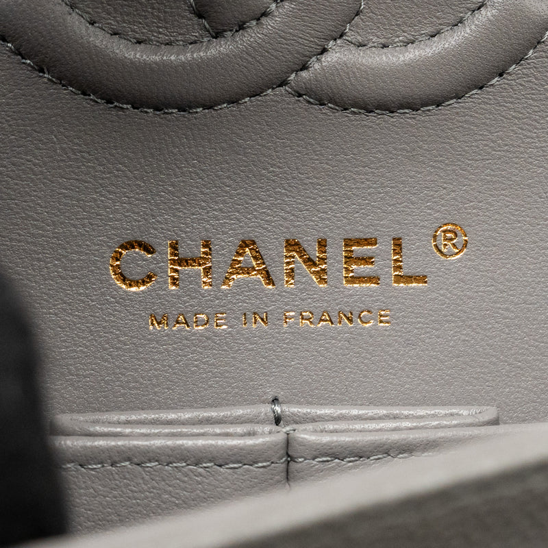 Chanel Small Classic Double Flap Bag Caviar Dark Grey LGHW (Microchip)