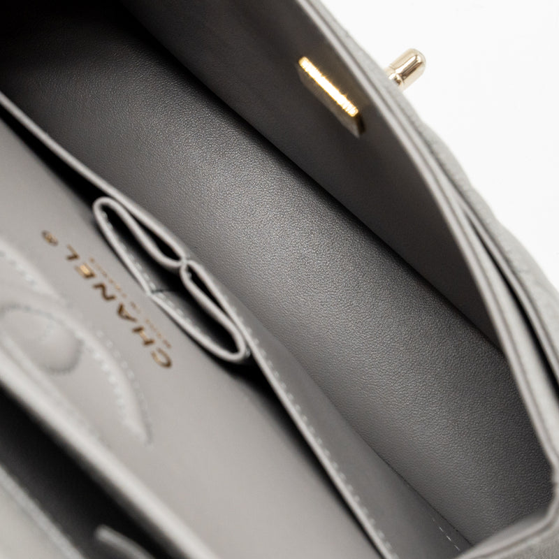 Chanel Small Classic Double Flap Bag Caviar Dark Grey LGHW (Microchip)