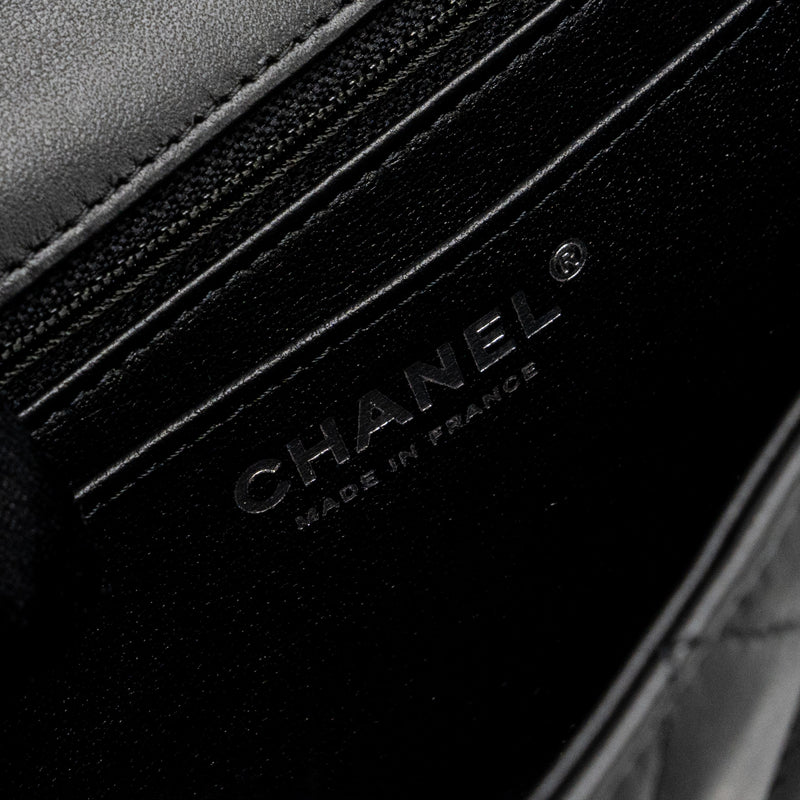 Chanel mini rectangular flap bag lambskin black SHW (microchip)