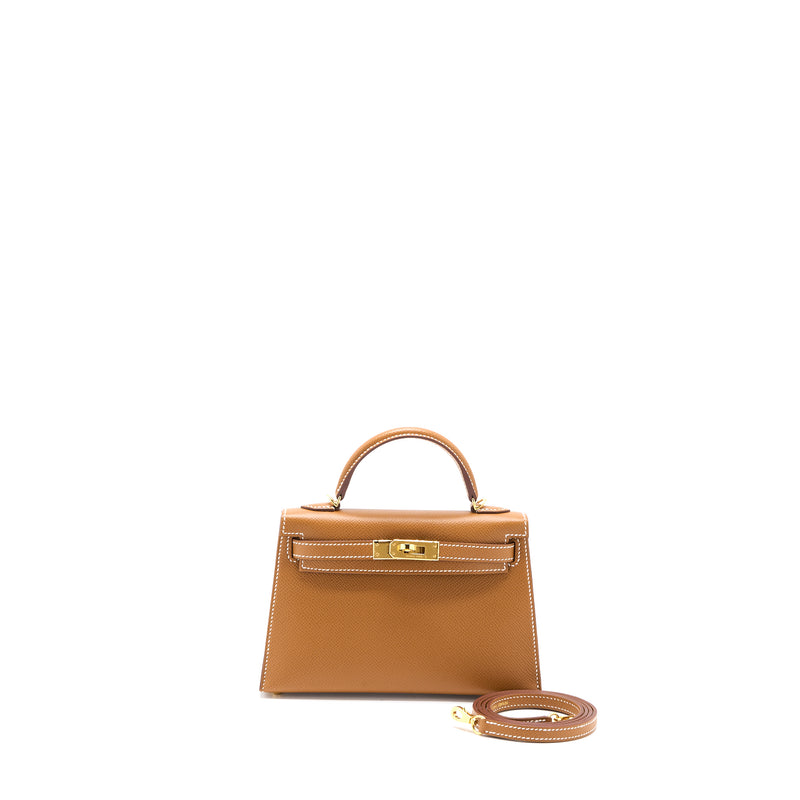 Hermes Mini Kelly II Epsom Gold GHW Stamp B