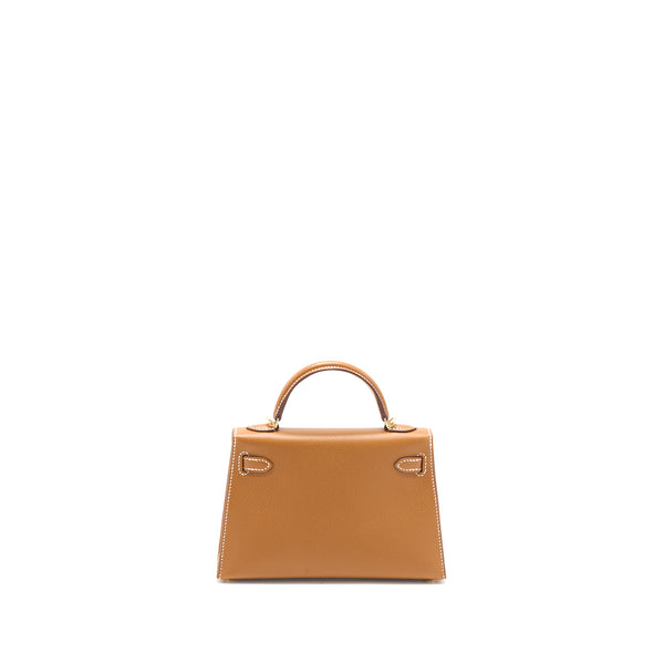 Hermes Mini Kelly II Epsom Gold GHW Stamp B