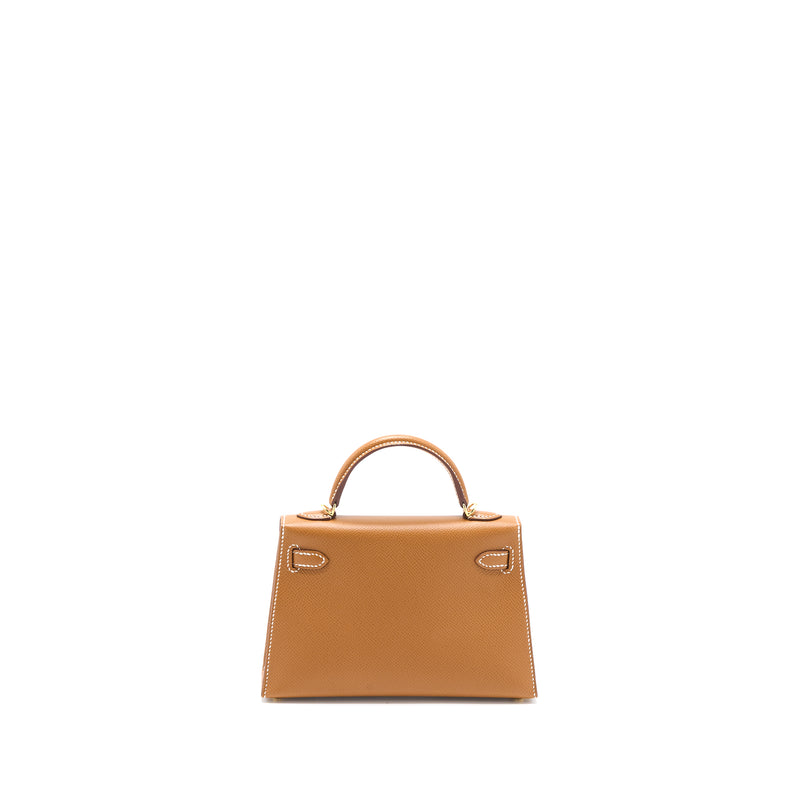 Hermes Mini Kelly II Epsom Gold GHW Stamp B