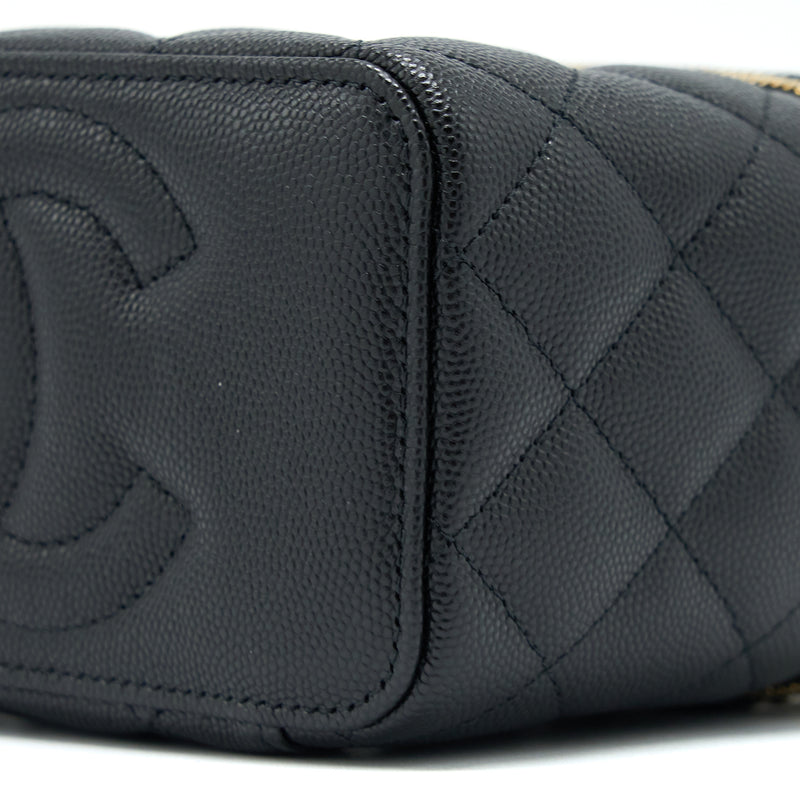Chanel Long Vanity with Chain Caviar Black LGHW (Microchip)