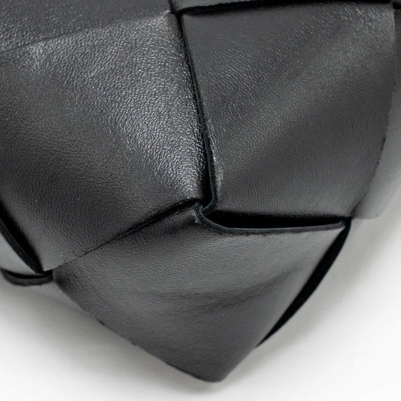 Bottega Veneta Cassette Camera Bag Smooth Intreccio Leather Black GHW