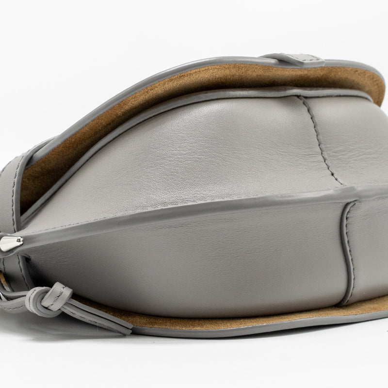 Loewe Mini Gate Dual Bag Soft Calfskin with Jacquard Strap Grey SHW