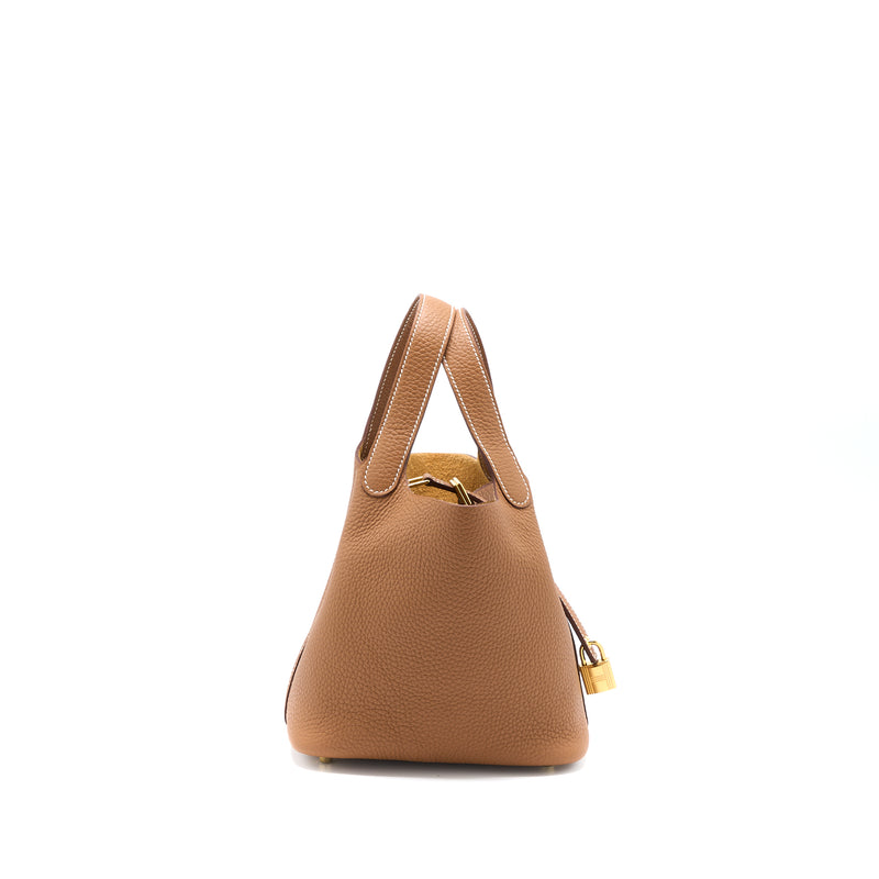 Hermes Picotin 18 Lock Bag Clemence Gold GHW Stamp B