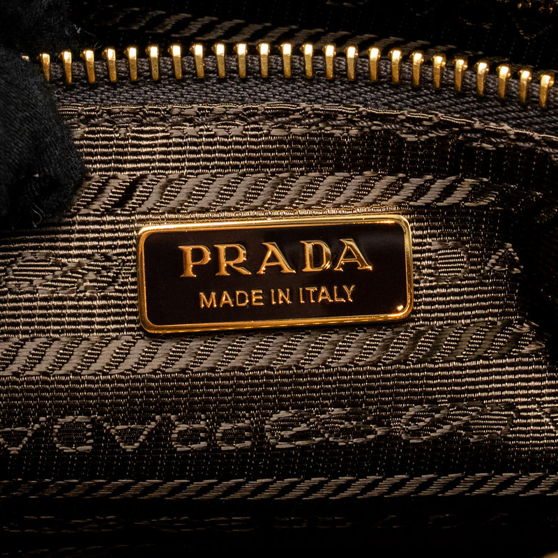 Prada Medium Bonnie handbag suede leather brown GHW