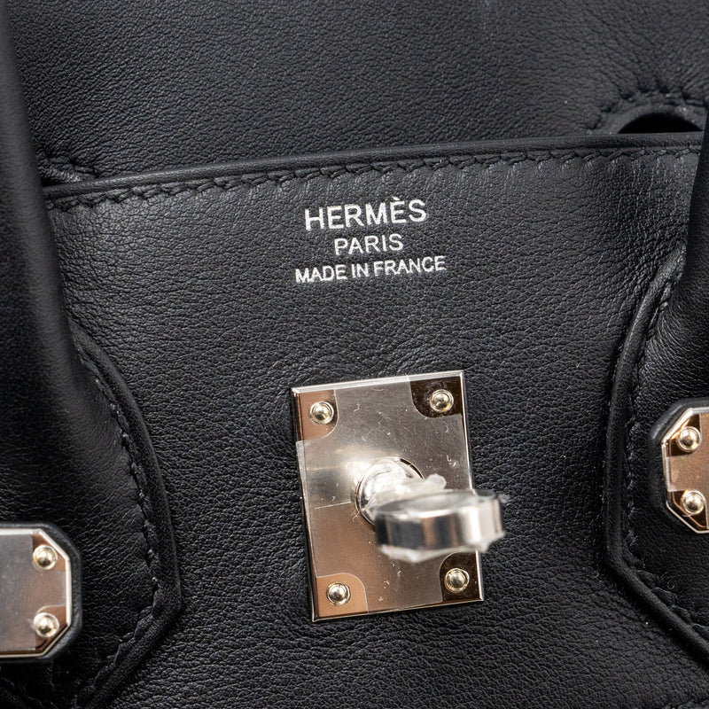 Hermes birkin 25 toile swift / canvas black SHW stamp B