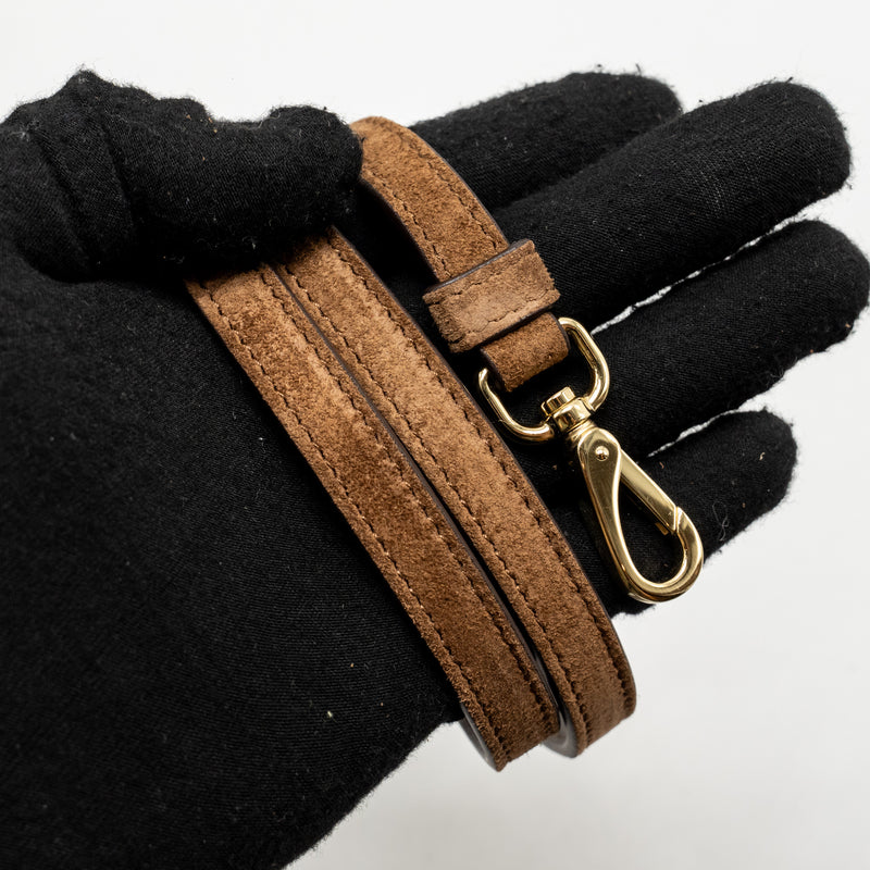 Prada Medium Bonnie handbag suede leather brown GHW