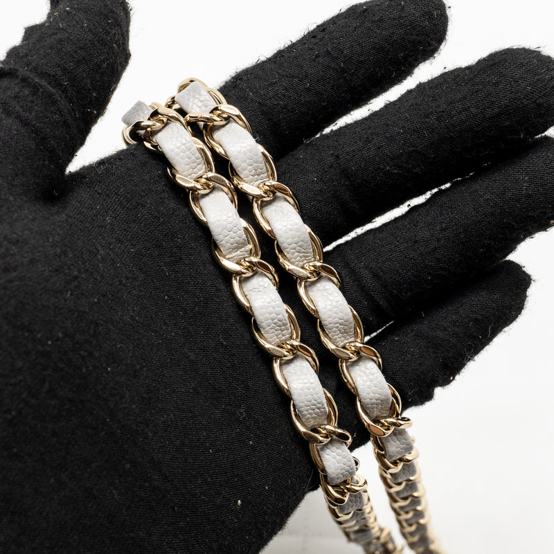 Chanel Small Classic Double Flap Bag Caviar Light Grey LGHW (Microchip)