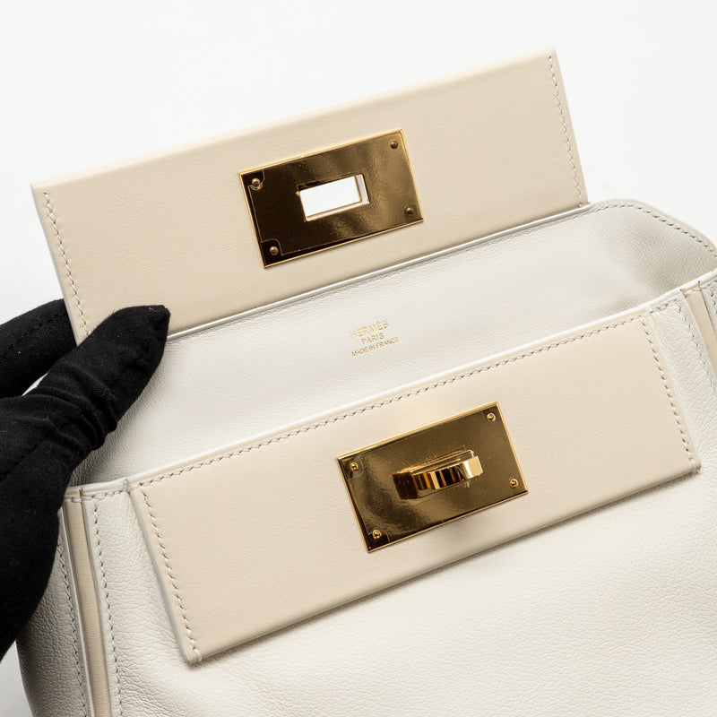 Hermes Mini 2424 24/24-21 Bag Evercolor/Swift Blanc/Nata GHW Stamp B