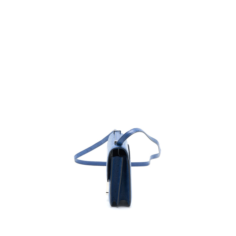 Hermes Mini Constance Ostrich 7L Bleu De Malte SHW Stamp A