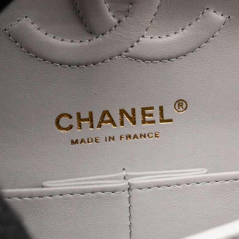 Chanel Small Classic Double Flap Bag Caviar Light Grey LGHW (Microchip)