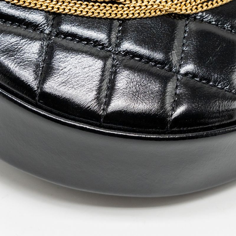 Chanel 21A Round Clutch with Detail Chain Calfskin Black GHW(microchip)