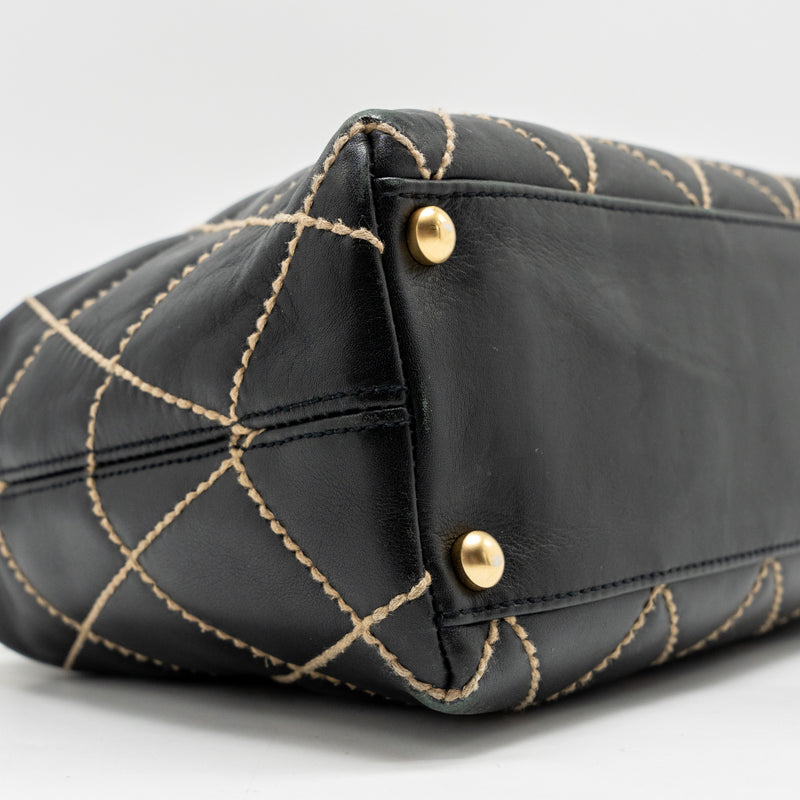Chanel Vintage Wild Stitch Shoulder Bag Calfskin Black GHW