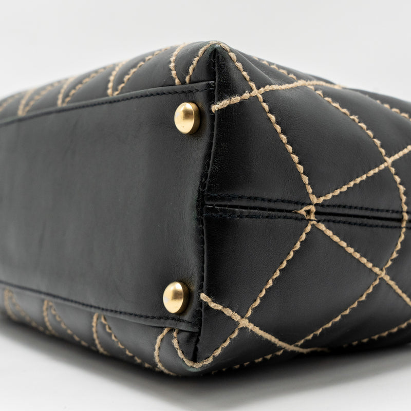 Chanel Vintage Wild Stitch Shoulder Bag Calfskin Black GHW