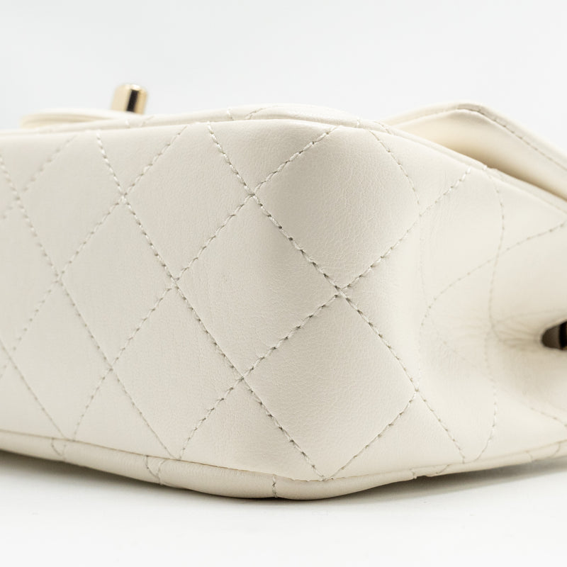 Chanel 23C Pearl Crush Mini Rectangular Flap Bag Lambskin White LGHW (Microchip)