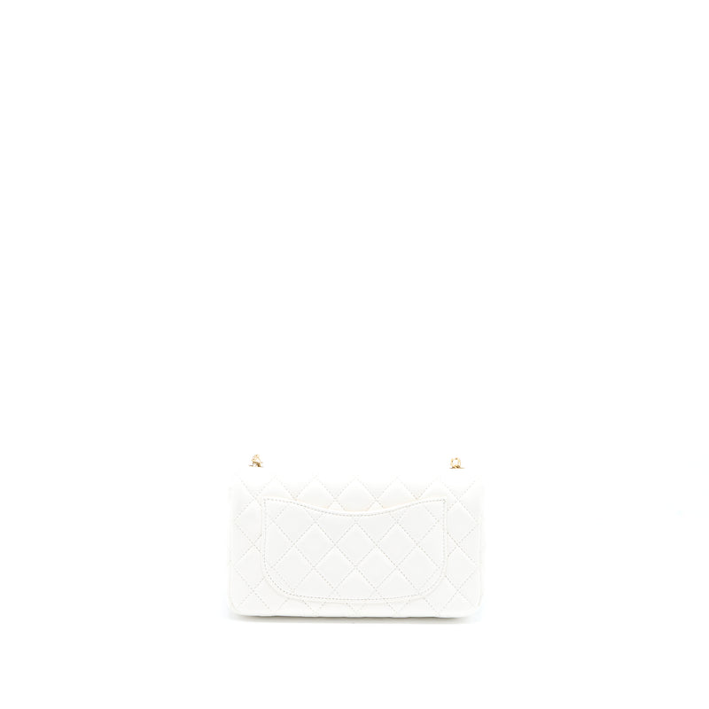 Chanel Pearl Crush Mini Rectangular Flap Bag Lambskin White GHW