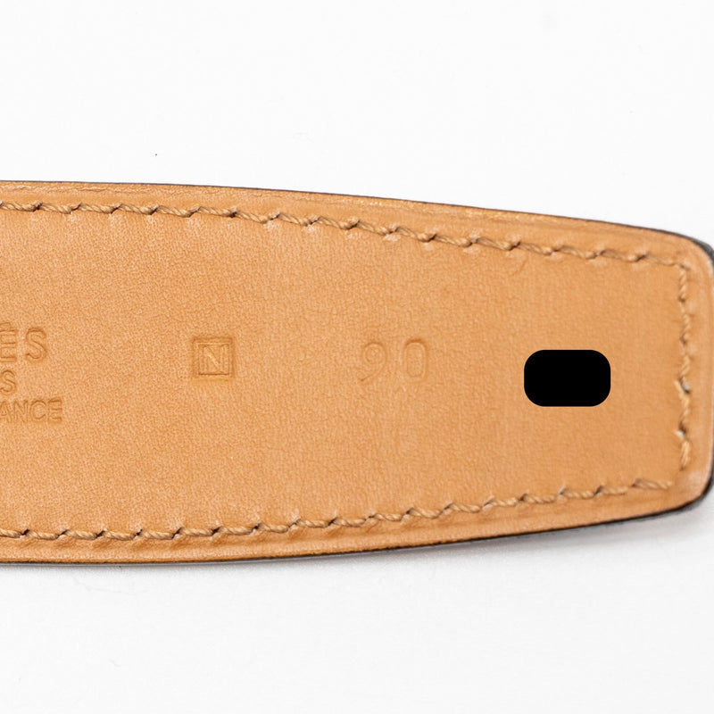 Hermes size 90 collier de chien belt ostrich pink GHW stamp square N