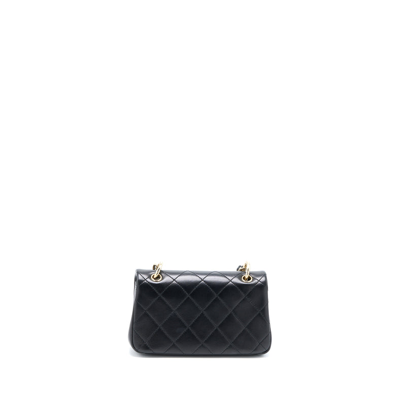 Chanel Enamel CC Logo Quilted Rectangular Flap Bag Lambskin Black LGHW