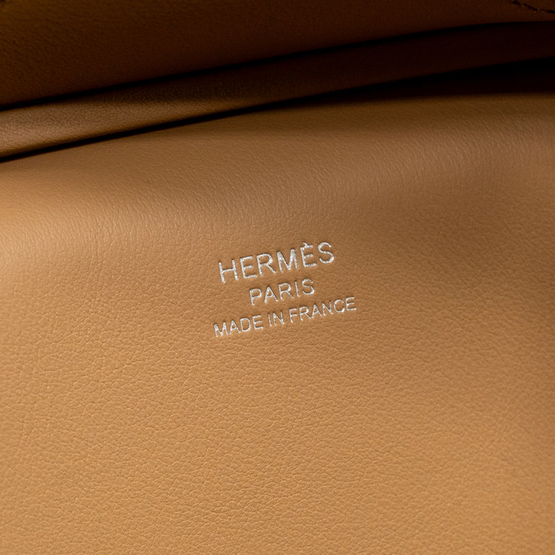 Hermes Birkin 25 Cargo Toile Goeland / Swift Jaune Citron / Chai SHW Stamp U