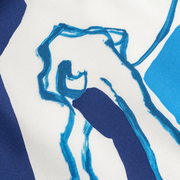 HERMES 90CM SILK SCARF MULTICOLOUR BLUE/NAVY/BROWN