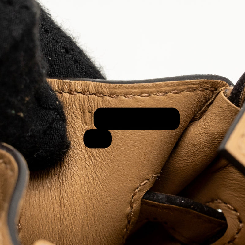 Hermes Birkin 25 Cargo Toile Goeland / Swift Jaune Citron / Chai SHW Stamp U