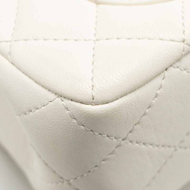 Chanel 23C Pearl Crush Mini Rectangular Flap Bag Lambskin White LGHW (Microchip)