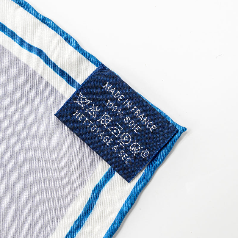 HERMES 90CM SILK SCARF MULTICOLOUR BLUE/NAVY/BROWN