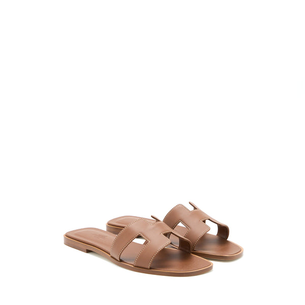 Hermes Size 38 Oran Sandal Calfskin Gold