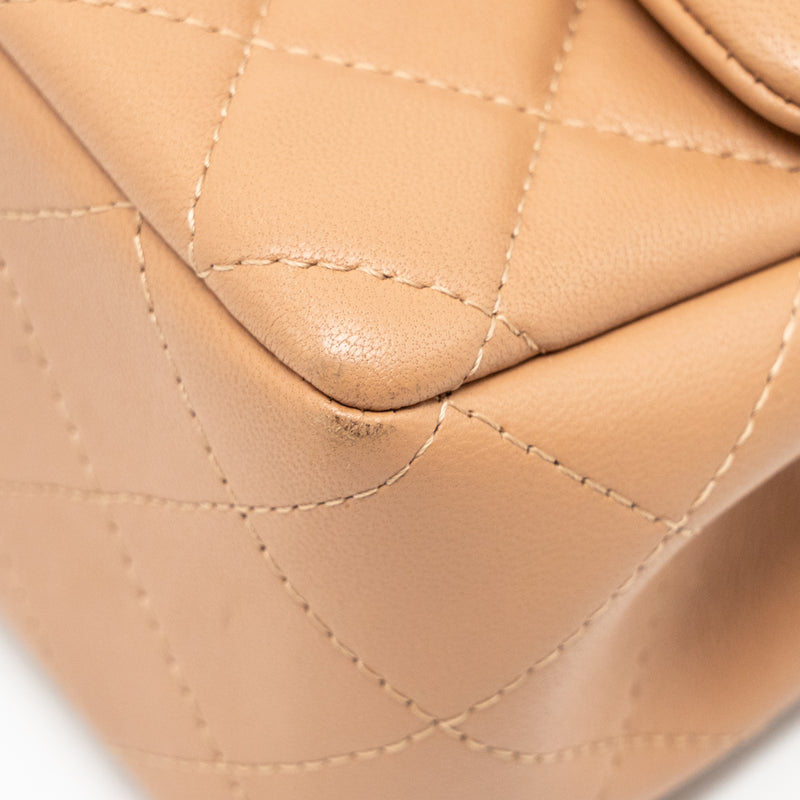 Chanel Mini Rectangular Flap Bag Lambskin Beige LGHW (Microchip)