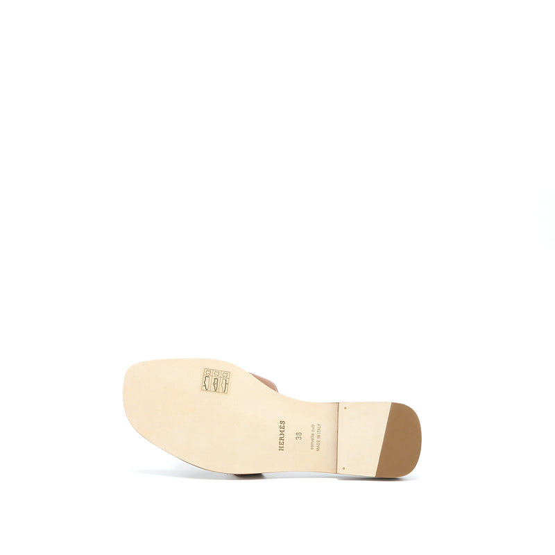 Hermes Size 38 Oran Sandal Calfskin Gold