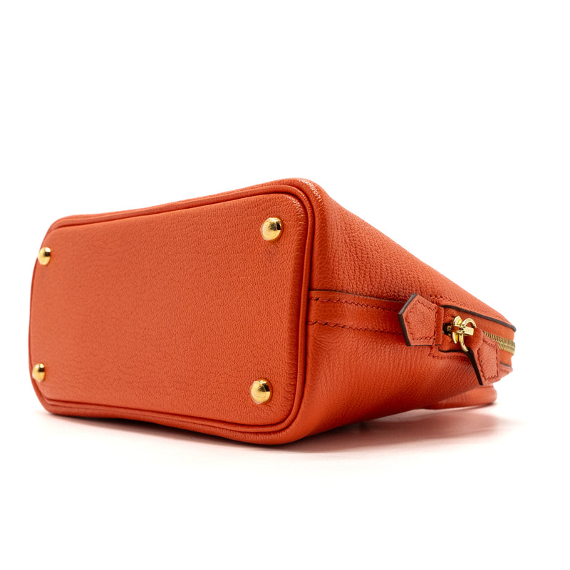 Hermes Mini Bolide Chevre Mysore Poppy Orange GHW Stamp A
