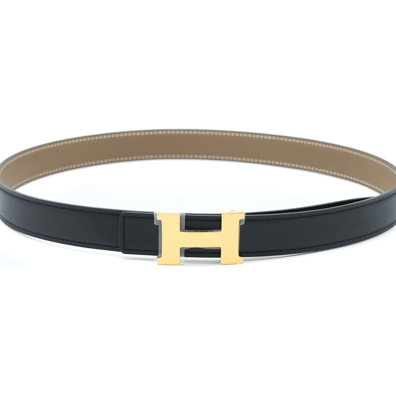 Hermes Size 80 Seul De Ceinture Belt Swift/Epsom Black/Etoupe with Min