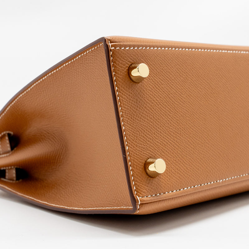 Hermes Kelly 25 Epsom Gold GHW Stamp D