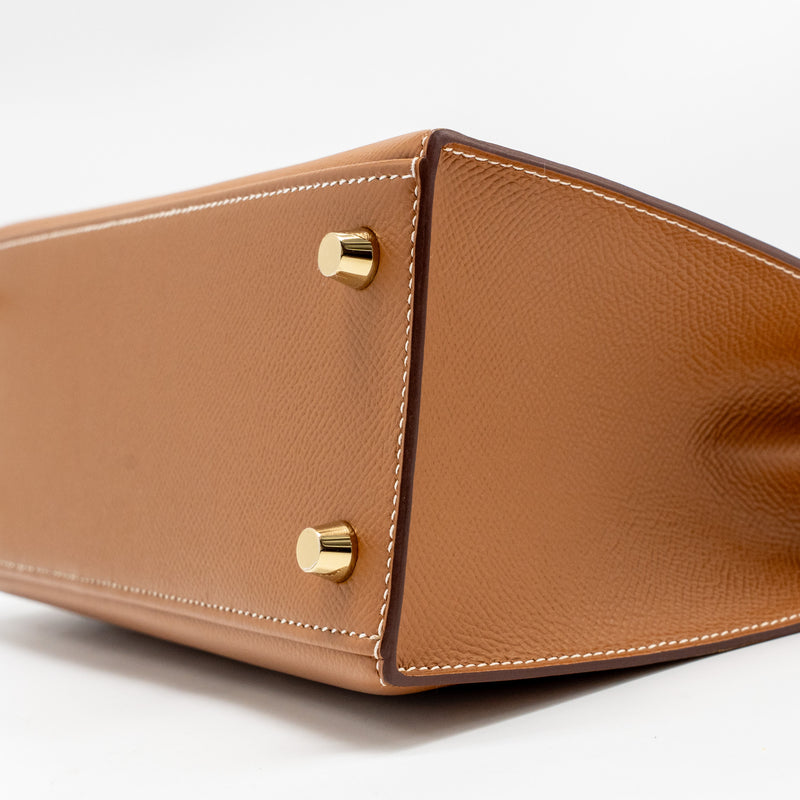 Hermes Kelly 25 Epsom Gold GHW Stamp D