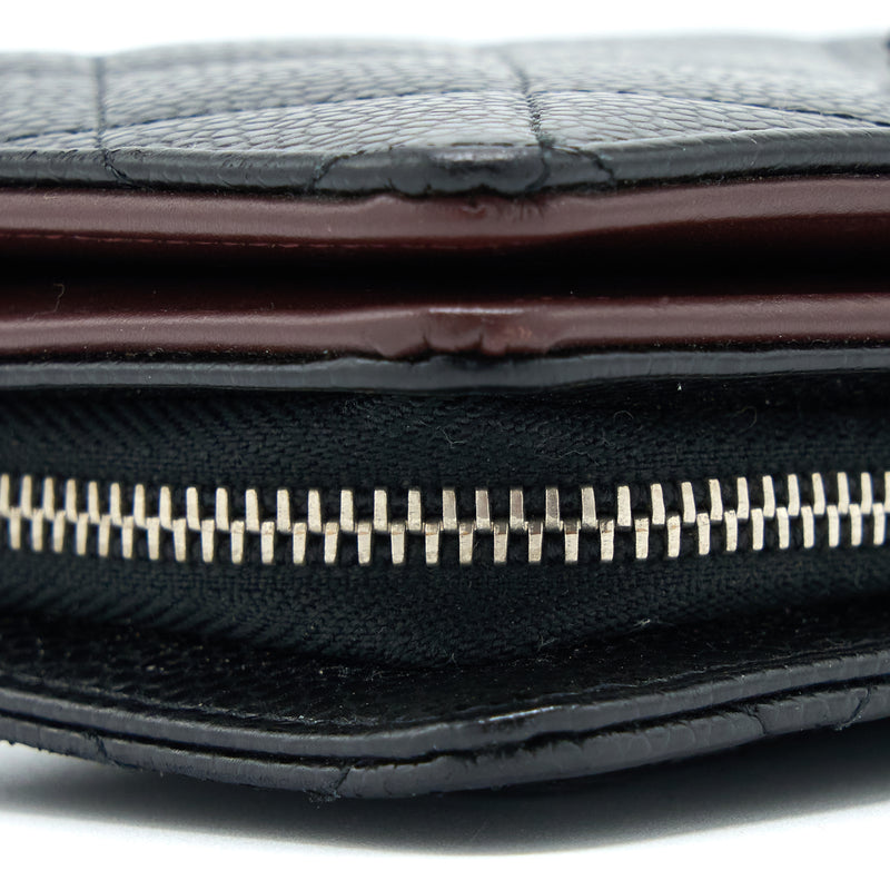 Chanel Compact Zipper Wallet Caviar Black SHW