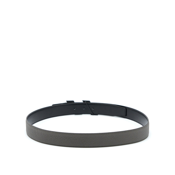 Hermes Size 90 Seoul De Ceinture H 32 Belt Togo Black/Etain with H Speed Buckle Black/Silver Hardware Stamp U