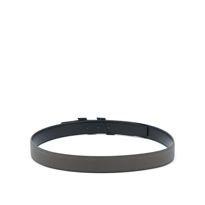 Hermes Size 90 Seoul De Ceinture H 32 Belt Togo Black/Etain with H Speed Buckle Black/Silver Hardware Stamp U