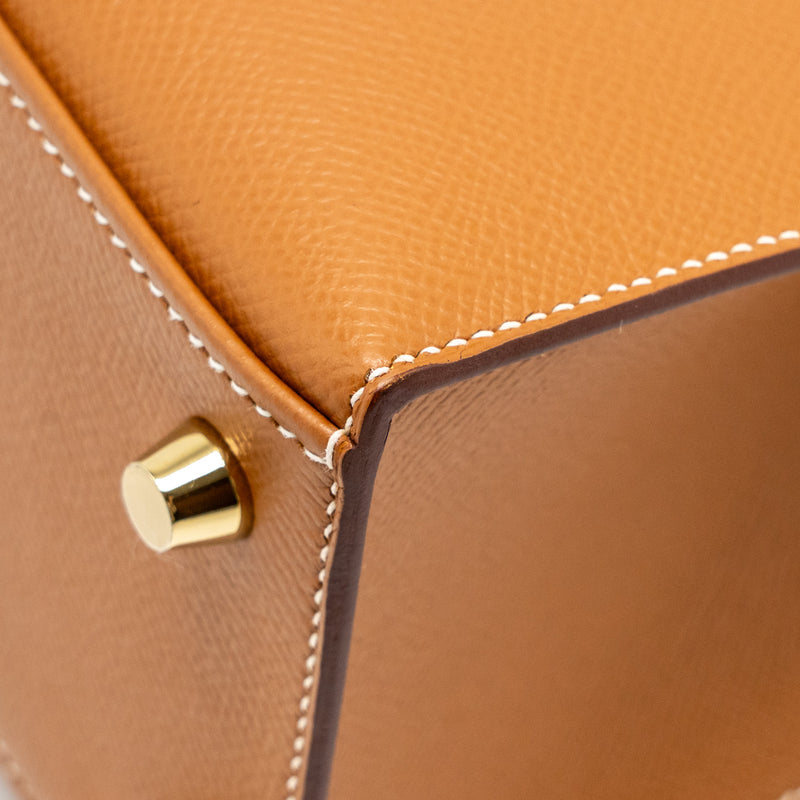 Hermes Kelly 25 Epsom Gold GHW Stamp D